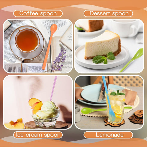 8 Pcs Iced Tea Spoons Long Plastic Ice Handle Spoon Colorful Teaspoons 8.9" Coffee Stirring Spoons Long Handle Spoon Long Teaspoons for Mixing Ice...