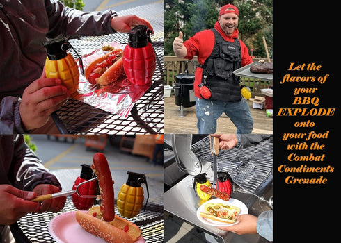 Caliber Gourmet Condiment Dispenser Set. Grenade Shape for BBQ Grill, Camping & Picnics, Ketchup Mustard Bundle Set, Red & Yellow, Home & Kitchen,...