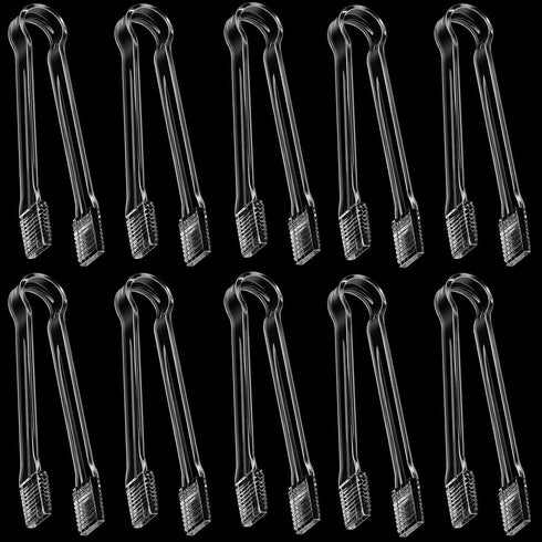 Patelai 10 Pieces Small Plastic Serving Tongs for Appetizers Clear Plastic Mini Sugar Cube Buffet Ice Tongs for Dessert Tea Coffee Party Bar Appet...