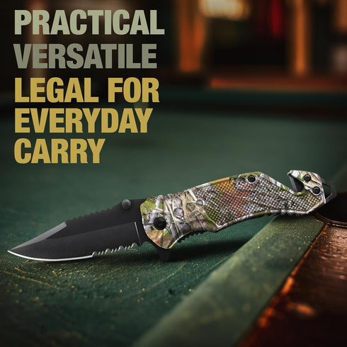 2.95” Legal Pocket Knife - Camo Folding Knife - Military Style - Small Sharp Tactical Knives - Best for Hunting Work Outdoor Activities - Mens Gif...