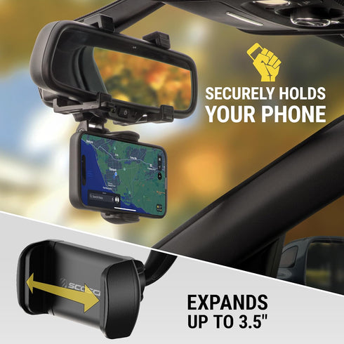 Scosche SUHRM-1 StuckUp Rotatable Hands-Free Cell Phone Holder, Car Rear View Mirror Mount, 360° Hanging Rearview Mirror Phone Mount, Compatible w...