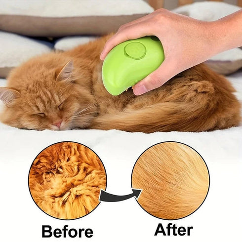 Cat Steam Brush - 3 in 1 Silicone Massage Grooming Brush, Pet Hair Cleaning Brush Comb for Cats and Dogs, Removes Tangles and Loose Hair (Green)...