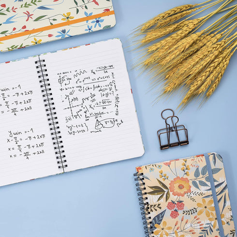 4 Pack Spiral Notebooks 6 × 8 Inch Hardcover Floral College Ruled Journals Lined for School Supplies Students Inner Pocket, 320 Sheets/640 Pages...