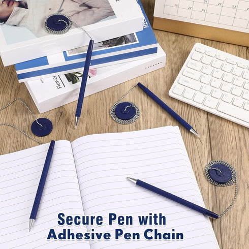 Secure Pen with Adhesive Pen Chain and Security Blue Ink Pen Holder for Home Office Supplies (20 Pieces)...