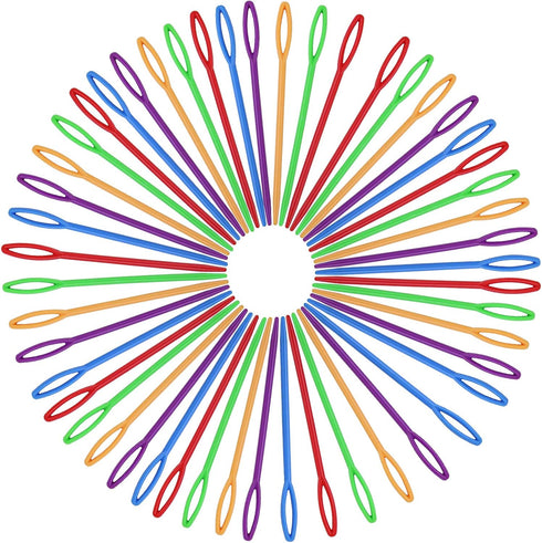50 PCS Colorful Large Eye Plastic Sewing Needles, 3.54 Inch Yarn Needles Plastic Weaving Needles Embroidery Needles Safety Lacing Needles Learning...