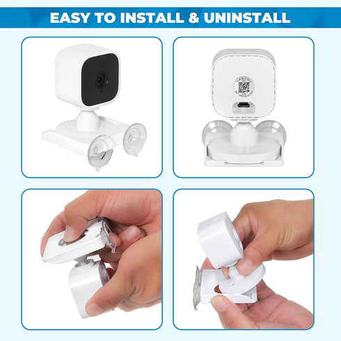 Blink Mini Compatible Secure Suction Mount Bracket with Dual Suction Cups Allows 360 Swivel – Affixes to Stainless Steel, Window Glass, Mirror and...
