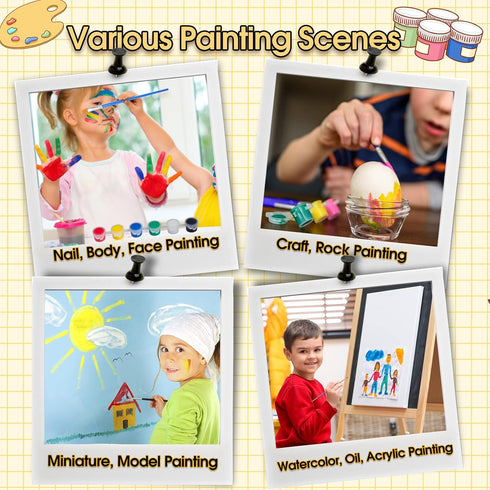 6 PCS Mini Paint Set,Kids Paint Bulk Set,Washable Acrylic Paint Strips Set for Kids & Adults,12 Filled Paint Strips in 12 Colors,12 Brushes 6 Mixi...
