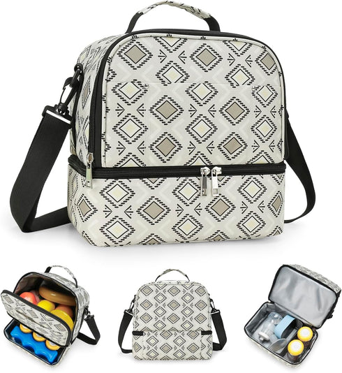 Diaper Tote Bag Small Breast Pump Bag Breastmilk Cooler Bag Double Layer for Mother Breast Milk Storage Bag...