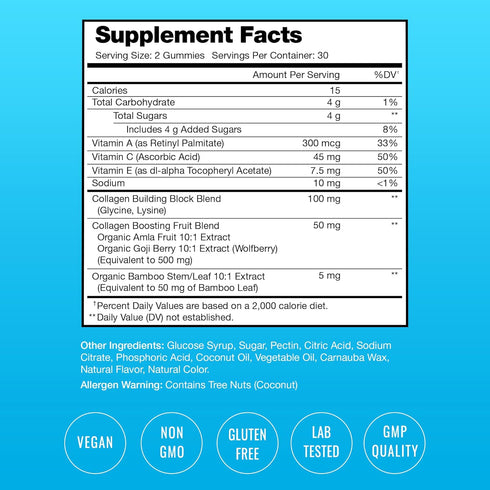 Collagen Boosting Gummies | Collagen Booster Gummy for Natural Collagen Production | Hair, Skin, Nails, Joint Support | Vegan Pectin Supplements C...