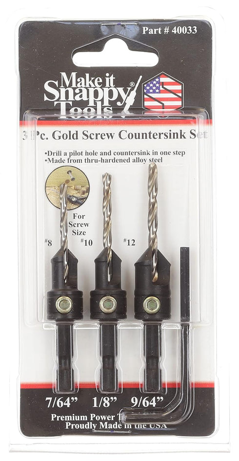Make it Snappy Tools Quick-Change 3-Pc. Countersink Drill Bit Set. Proudly Made in The USA....