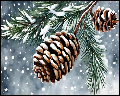 Posterizer 1 pcs-pinecones in snowey winter nature 1-Landscape & Nature Art-GIft for Men Women Teens-Living Room Bedroom Decor- unframed wall art...
