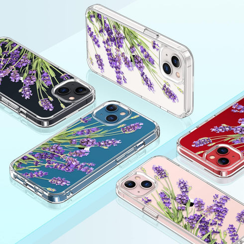 GiiKa for iPhone 13 Case with Screen Protector, Clear Full Body Protective Floral Girls Women Shockproof Hard Case with TPU Bumper Cover Phone Cas...