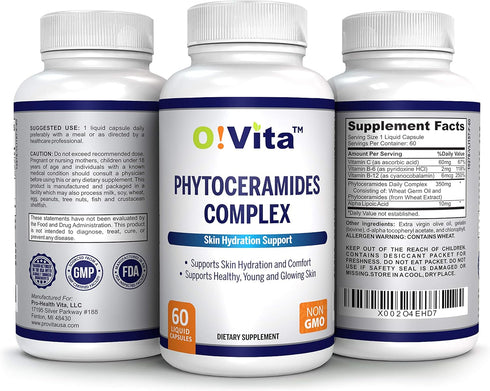 Phytoceramides Complex, Skin repair and Rejuvenation, Anti-aging Support, Plant-derived Ceramides, with Vitamins C, B-6, and B-12, 2-month Supply ...