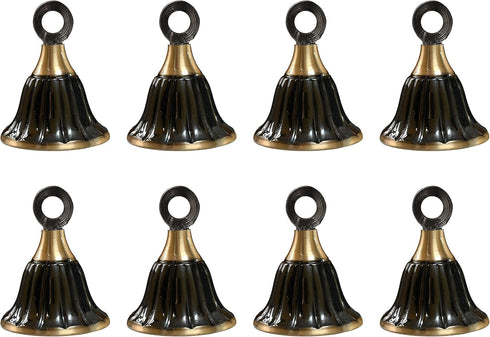 MBI Set of 8 Dark Painted & Golden Base Brass Bells for Temple, House, Christmas Decoration| for Blissful Ringtone| House-Door Bell| Animal Neck-B...