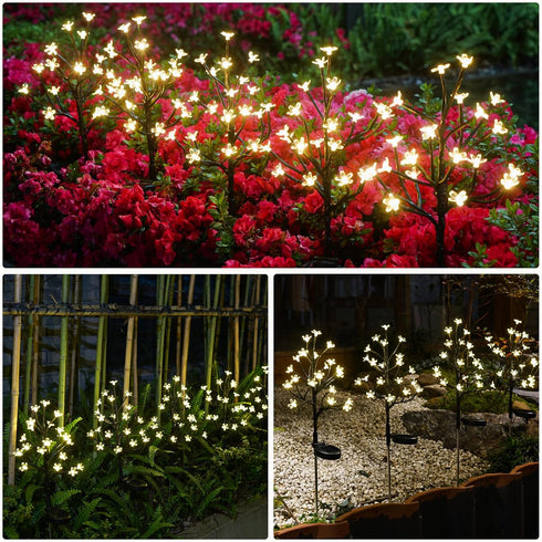 Solar Flowers Lights Garden Decor, Solar Garden Lights Outdoor Decorative,2Pack 40LED Solar Lights Outdoor Garden Waterproof Fairy Lights for Outs...