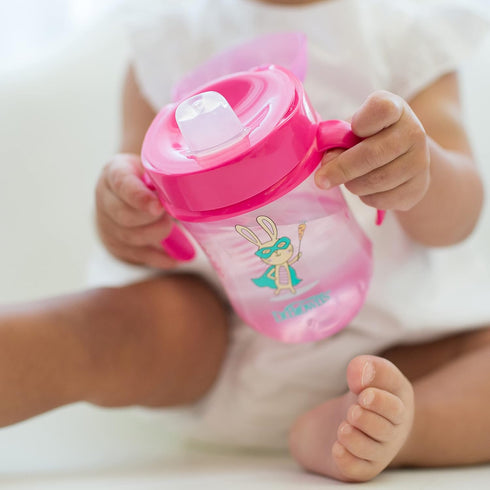 Dr. Brown's Milestones Soft Spout Sippy Cup with Handles, Pink Bunny Hero, BPA-Free, 9 oz/270 mL, 9m+...