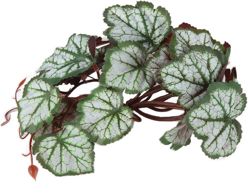 2Pcs Artificial Reptile Plant, Plastic Simulation Vine Lifelike Aquarium Fish Leaves Decoration with Suction Cup, Pets Fake Green Plastic Ornament...