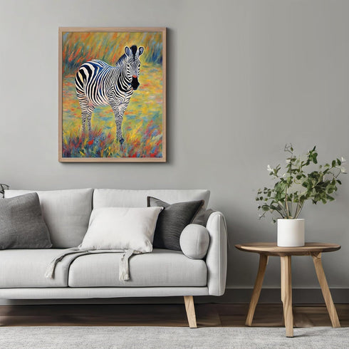 Posterizer 1 pcs- Zebra standing between flowers-Art for Animal Lovers-Floral Botanical Art- Gift for Men Women Teens-decor for Bedroom, Office, ...