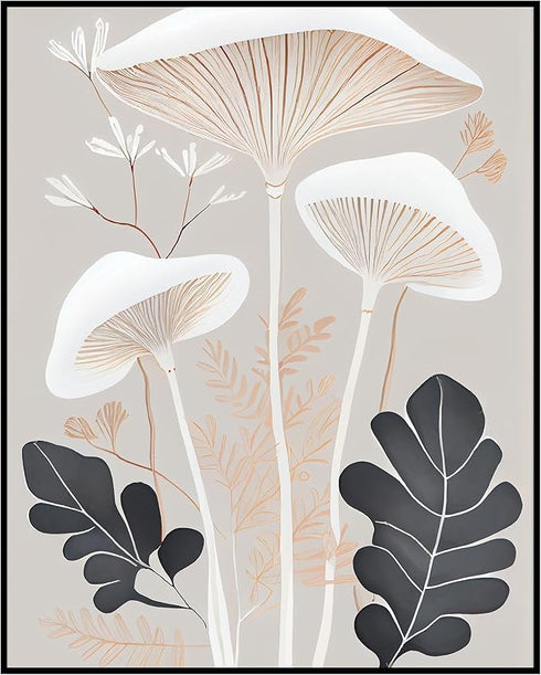 Posterizer 1 pcs-mushrooms and flowers- delicate aesthetic decor-Landscape & Nature Art-Abstract & Modern Art-Chic Home Decor- UNFRAMED Wall Art...