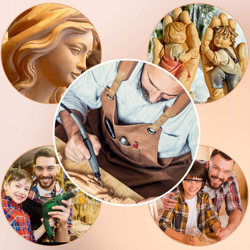 Honoson 15 Pieces Wood Carving and Engraving Drill Bit Set, Including Engraving Drill Accessories Bit and HSS Carbide Wood Milling Burrs for DIY C...