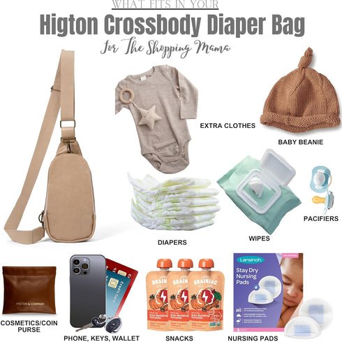Crossbody Bag - Small Diaper Bag With Plain Ivory Strap, Compact Crossbody Bags for Women & Men, Sling Bag for Women...