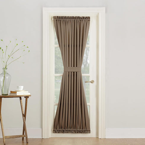 Sun Zero Barrow Energy Efficient Rod Pocket Door Curtain Panel, 54" x 72", Mocha...