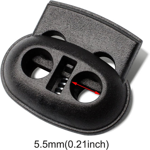 DYZD Plastic Cord Locks Spring Toggle Stopper Double Hole Cord Locks for Drawstring,Clothing, Shoelaces, Backpack, Lanyard(20PCS,Black)...