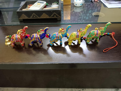 Rastogi Handicrafts Five Elephant Hanging Layer Decorative Wall Hanging, Multi Color, Traditional, Diwali, Wedding...
