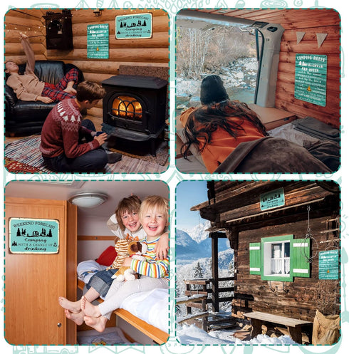 Moxweyeni 2 Pcs Camping Decor for Camper Camping Rule Sign Rustic Funny Camping Rules Metal Tin Sign Camper Decorations for Inside Outside Wall Ar...