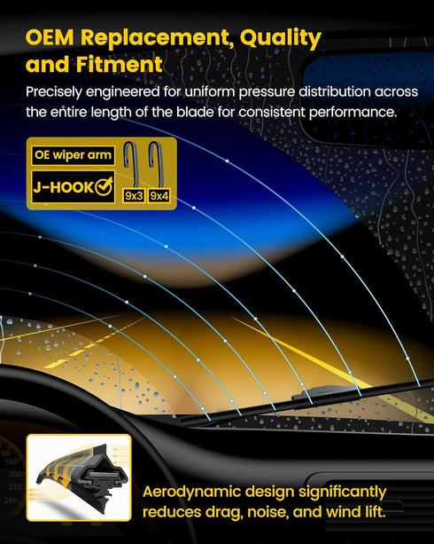 Exceed OEM Quality Windshield Wiper Blades, 26+20inch Ultimate All-Season Performance Wiper Blades, Perfect Replacement…...