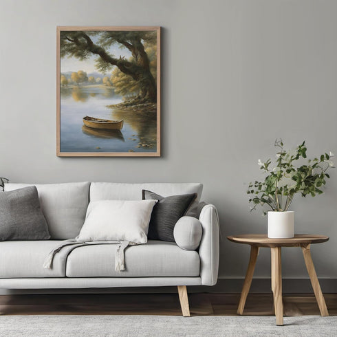 Posterizer 1 pcs- lake scene-nature-oil painting style 1-Landscape & Nature Art-Floral Botanical Art- Decor for Home & Office- unframed wall art...