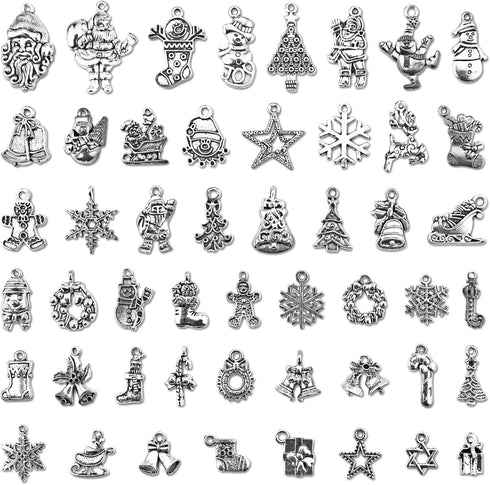 JIALEEY Christmas Charms, Wholesale Bulk Lots Christmas Charm Mixed Tibetan Silver Metal Pendants DIY for Jewelry Making Crafting Ornaments...