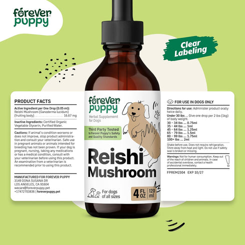 Red Reishi Mushroom Tincture for Dogs - Immune Support Mushroom Supplement - Liquid Mushroom Drops for Pets w/Reishi Extract - Liquid Vitamins and...