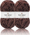 NICEEC 2 Skeins Soft Chenille Yarn Blanket Yarn for Knitting Fancy Yarn for Crochet Weaving DIY Craft Total Length 2×255m (2×279yds, 2×150g)_Coffe...
