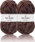 NICEEC 2 Skeins Soft Chenille Yarn Blanket Yarn for Knitting Fancy Yarn for Crochet Weaving DIY Craft Total Length 2×255m (2×279yds, 2×150g)_Coffe...