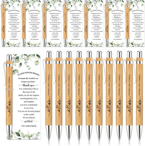 36 Sets Wedding Favors for Guest Bridal Shower Bamboo Pens Thank You Cards with Twine Wedding Favors Bulk Retractable Ballpoint Pen Black Ink for ...