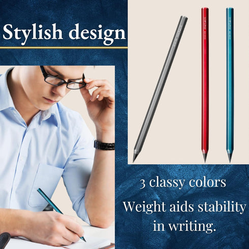 SUN-STAR Stationery S4482662 Metal Pencil, Metacil, Metallic Blue, Pencil Lead Color: Black F #2 1/2 (with Authentic Hologram Sticker United State...