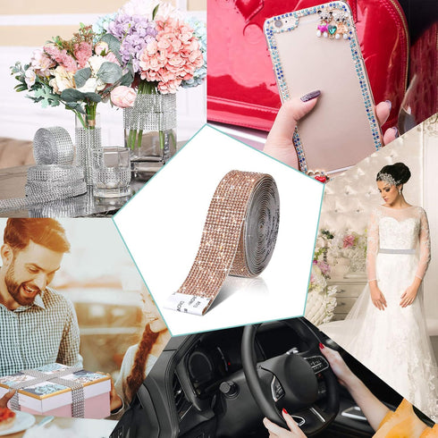 Self Adhesive Rhinestone Strips Diamond Bling Crystal Ribbon Sticker Wrap for Craft Jewel Tape Roll with 2 mm Rhinestones for DIY Car Phone Christ...