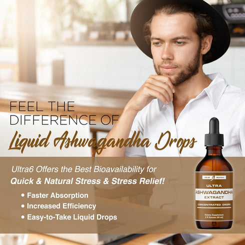 Ashwagandha Liquid Drops - Organic Ashwagandha Supplements with Rhodiola Rosea Tincture - Root Extract for Mood and Energy - Supplement for Men & ...