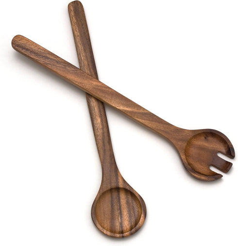 Lipper International Acacia Round Salad Servers, 13" Long, One Pair...