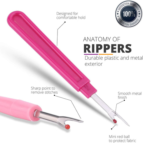 Seam Ripper 2 Pack - Thread Cutter and Threadripper for Crafting Notions & Quilting - Seam Rippers for Sewing, Unpicker Sewing Accessories and Sup...