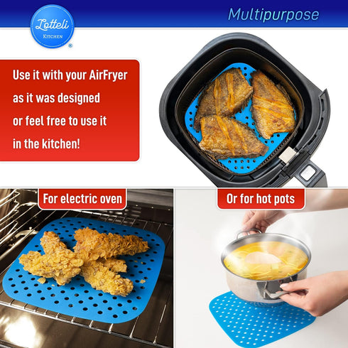 Reusable Silicone Air Fryer Liners with Air Fryer Magnetic Cheat Sheet, Easy Clean Air Fryer Accessories, Non Stick, AirFryer Accessory Parchment ...