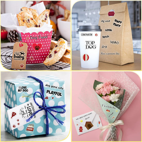 20 Sheets Scrapbook Dog Stickers Dog Phrases Clear Sticker Waterproof Dog Paw Print Stickers with Sayings Puppy Word Stickers for Kids Aldult Scra...