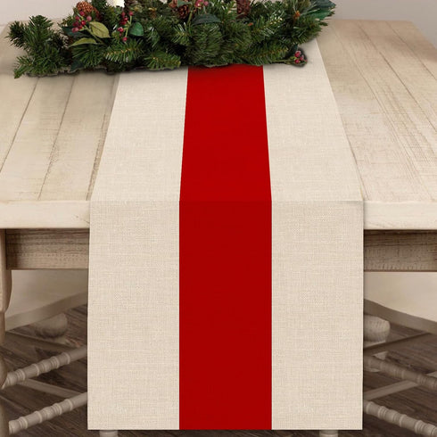 Seliem New Year 2025 Red Stripe Table Runner, Merry Christmas Tabletop Scarf Home Kitchen Winter Holiday Striped Decor, Seasonal Xmas Farmhouse Ru...