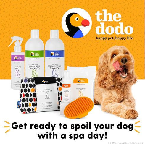 The Dodo All-in-One Dog Grooming Kit, Includes No Rinse Bath Foam, Wipes, and Wet/Dry Brush; Vegan, Cruelty-Free and Contains no DEA, MEA, SLS or ...