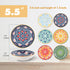 5.5 inch Wide Shallow Cat Food Bowl Set for Relief Whisker Fatigue -Ceramic - 6 Colorful Cute Small Flat Kitten Feeding Dish/ Dishes - Microwave a...