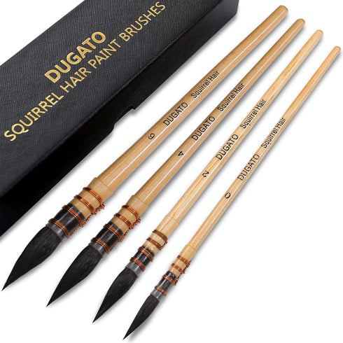 Professional Watercolor Paint Brushes, Round Squirrel Hair Paint Brush Set for Art Painting, Gouache, Fine Detailing, Acrylic, Gouache, Oil (4 Bru...