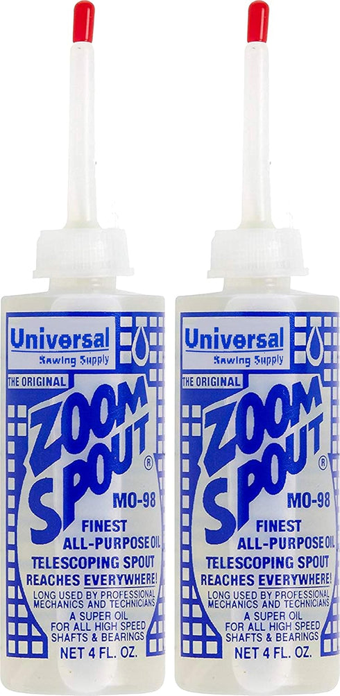 Universal Sewing Machine Oil in Zoom Spout Oiler – Lily White Oil (Stainless) for Sewing Machines, Textile Machinery and Parts (2 Bottles)...