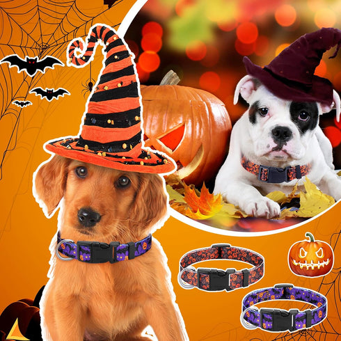 Buryeah 9 Pcs Holiday Dog Collars for Dogs Fall Autumn Dog Collars Adjustable Halloween Dog Collars with Plastic Buckle Thanksgiving Christmas Dog...