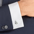Mr.Van Navy Blue Sail Boat Cufflinks Classic Fashion Modern Stripe Cufflinks Blue and Silver...